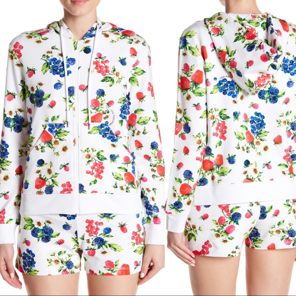 NWT Love Moschino Fruit Printed Hooded Zip Jacket